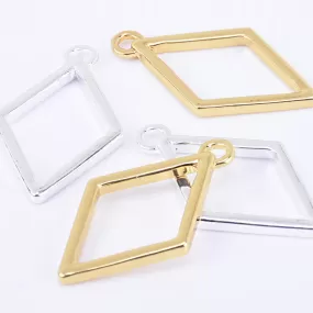 39*23mm Zinc alloy Rhombus Pendant Open Back Bezel Charms resin bezel open frame 10pcs 102322