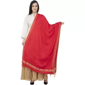 A R Silk Golden Border Regular Dupatta Red Color Dupatta or Chunni