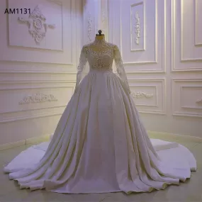 AM1131 High Neck Long Sleeve luxury mermaid Wedding Dress