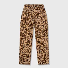 Animal Print Straight Leg Laser Pants - Leopard