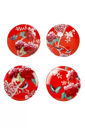 ANNA CHANDLER DESSERT PLATE SET WATERMELON RED BIRD