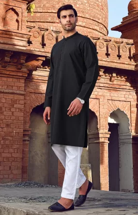 Black Cotton Rangoli Kurta