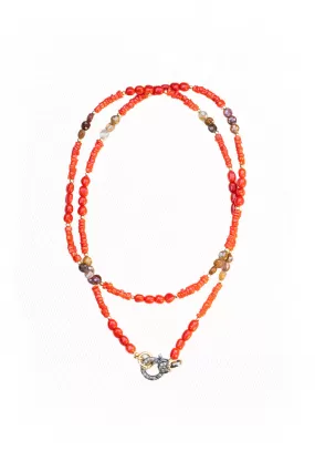 Catherine Michiels Coral Heishi Red Tourmaline Bead Necklace