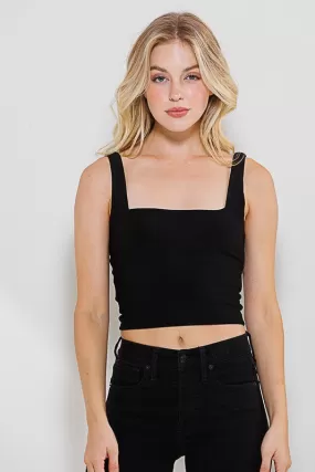 Double Layer Square Neck Crop Top