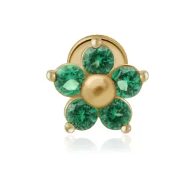 Emerald Flower Flat Back Stud