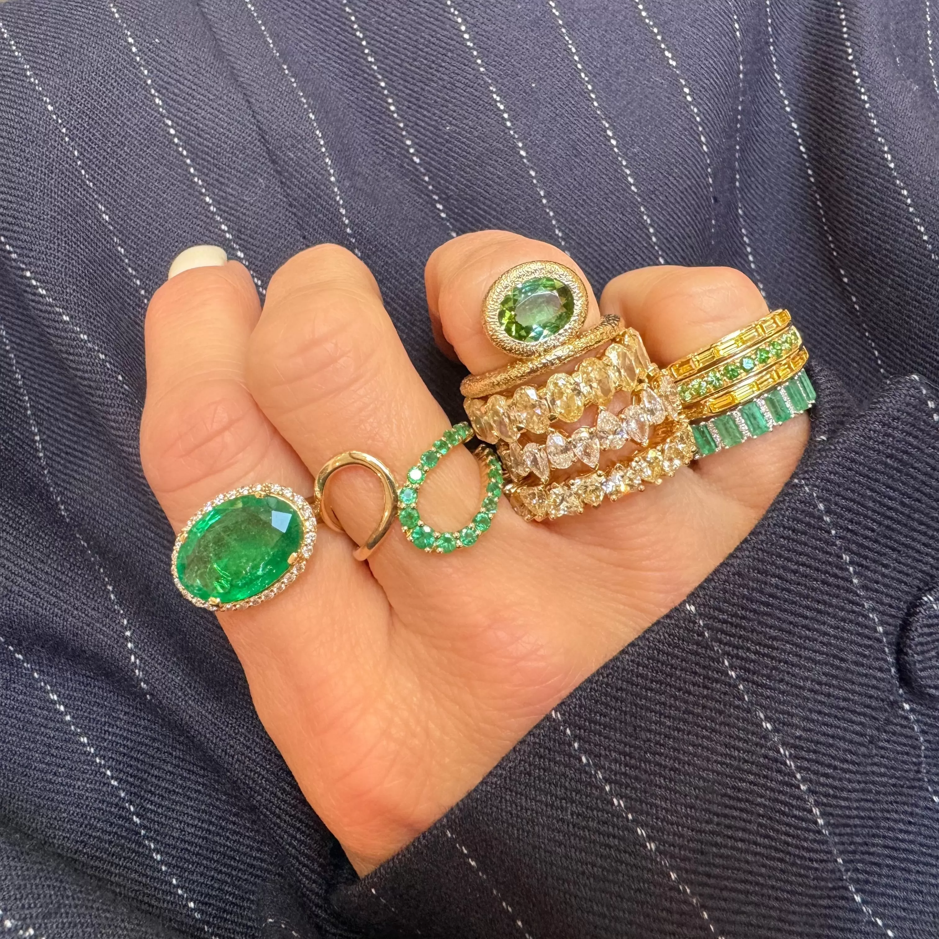 Fallon Bezel Set Green Brazilian Tourmaline Ring