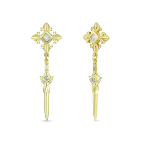 Fleur De Lis Sword Drop Earrings - Pair