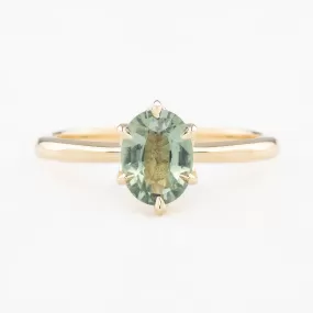 Floryn Ring 1.11ct Green Unheated Oval Sapphire, 14K Yellow Gold (One of a kind)