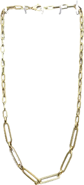 glambou Metallic 18k Gold Plated Pave Chain Link Necklace