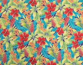 Hibiscus and Tropical Green Fabric | Purple