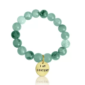 I am Content Affirmation Bracelet with Prehnite to Help Feel Happy