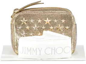 Jimmy Choo Metallic Leather Gold Star Embellished Pouch Clutch bag