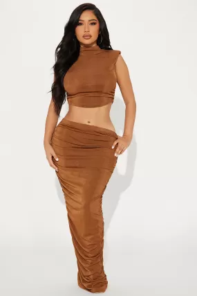 Kayline Slinky Skirt Set - Brown