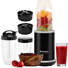 Kuvings Nutri Blender Phantom Black PRO, Powerful 1000 Watts Motor, Longest Warranty 7 Years, Mixer/Grinder/Smoothie Maker, Blender for Smoothies & Juices, Stainless Steel Body, 2 Blade Set: Wet & Dry