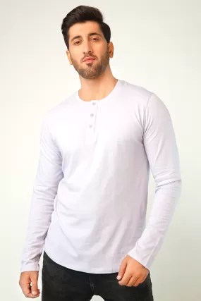 Lavender Full Sleeve Henley T-Shirt