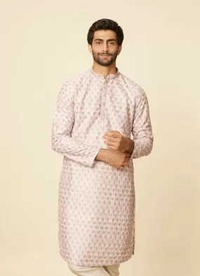 Manyawar Peach Imperial Printed Kurta Set