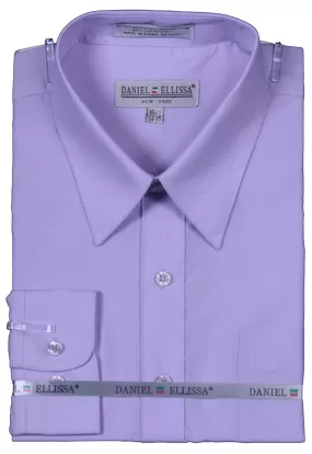 Men's Basic Dress Shirt  with Convertible Cuff -Color Lilac