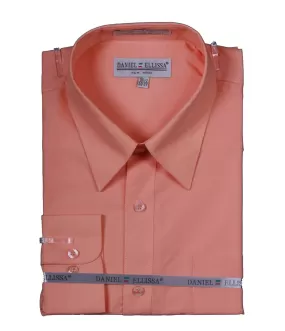 Men's Basic Dress Shirt  with Convertible Cuff -Color Peach