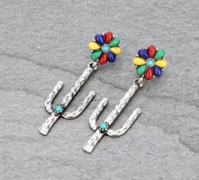 Multi cactus flower earrings