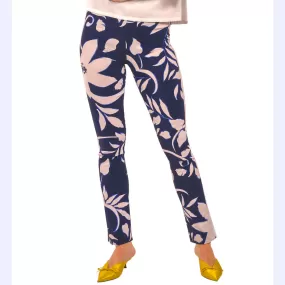 Navy and White Bloom Pull-on Pants