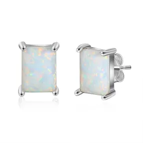 Rectangle Silver Color Stud Earrings For Women