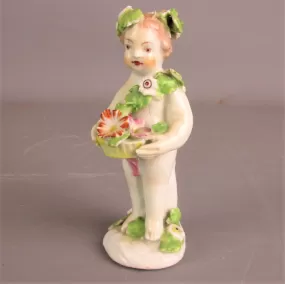 Staffordshire Ceramic Flower Boy Fairy Style Figurine Antique Victorian c1900