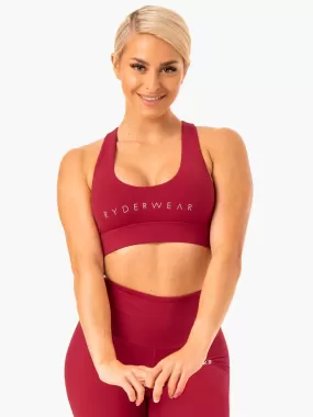 Staples Cross Over Sports Bra - Wine Red