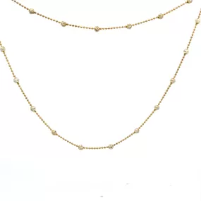 Sterling Silver Moon Cut Bead Necklace - Gold plated