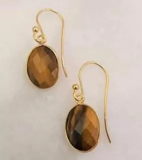 Tiger's Eye Single Gem Drop Earrings