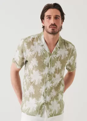 TROPICAL PRINT CAMP COLLAR LINEN SHIRT