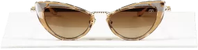 Valentino Brown Viii - Cat-eye Titanium And Acetate Stud Frame